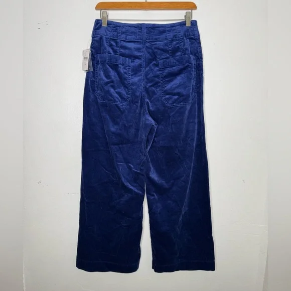 Anthropologie Maeve The Colette blue velvet cropped wide leg pants retro boho - Picture 5 of 9